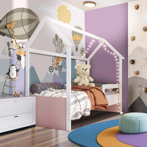 Quarto Infantil Completo Pérola Roupeiro e Cômoda 4 Gavetas Rose - CasaTema