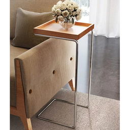 Mesa de Canto Sofá Base Prata Anny Apoio Lateral 68cm Tampo Mel - 4