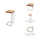 Ver imagem 2 de Mesa de Canto Sofá Base Prata Anny Apoio Lateral 68cm Tampo Mel