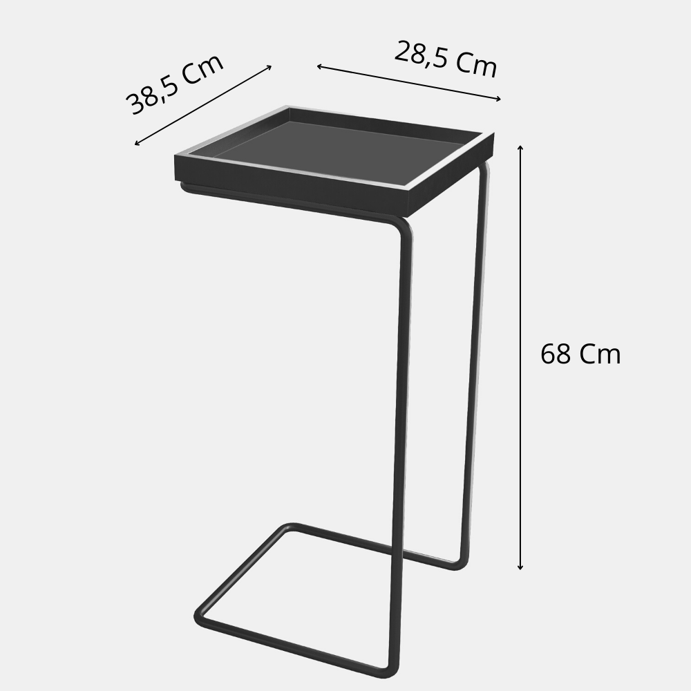 Mesa de Canto Sofá Base Prata Anny Apoio Lateral 68cm Tampo Mel - 5