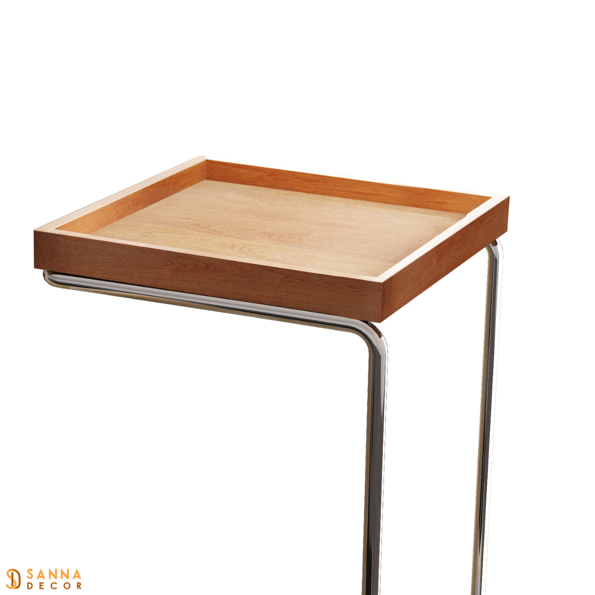 Mesa de Canto Sofá Base Prata Anny Apoio Lateral 68cm Tampo Mel - 3