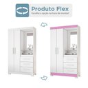 Ver imagem 5 de Guarda-roupa Solteiro Formate 2 Portas 3 Gavetas com Espelho Flex Branco/rosa - Pnr Móveis
