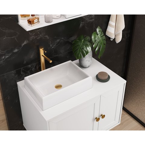 Conjunto Prisma Banheiro Elegante Espelho Gabinete
