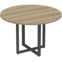 Ver imagem 1 de Mesa de Reunião Redonda P25 Pandin 110 Cm (largura) Tampo Mdp Noce Naturalle Pé Aço Tubular Cinza