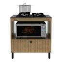 Ver imagem 3 de Balcão Cozinha Cooktop 4 Bocas e Forno/micro-ondas Multimóveis Cr20499 Amêndoa/mármore Lunar