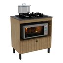 Ver imagem 2 de Balcão Cozinha Cooktop 4 Bocas e Forno/micro-ondas Multimóveis Cr20499 Amêndoa/mármore Lunar