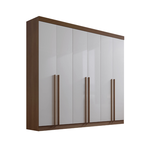 Guarda Roupa Milano 6 Portas 6 Gavetas - D'Doro Móveis:Castanho/Off