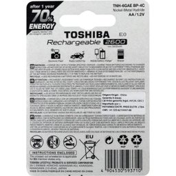 Pilha Recarregável Aa 1,2v 2600mah Tnh6gae (c/4 Pilhas) Toshiba - 7