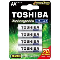 Pilha Recarregável Aa 1,2v 2600mah Tnh6gae (c/4 Pilhas) Toshiba - 1