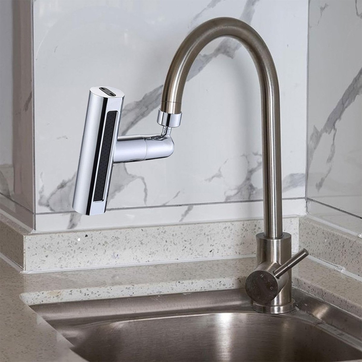 Extensor Torneira 4 Modos Arejador Cascata Cozinha Pia Cuba Giratorio 360º Agua Alta Pressao Ajustav - 10