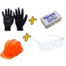 Kit Obra EPI - Luva de Segurança, Capacete LARANJA, Óculos de Proteção e Protetor Auricular - 1