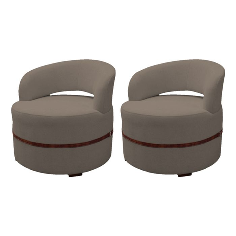 Conjunto 2 Poltronas Decorativa Luana Estofada Sala em Linho Cor: Marrom