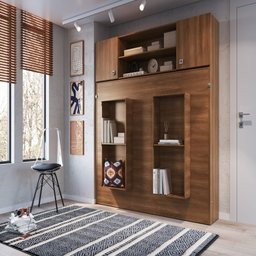 Cama Articulável Horizontal Casal Dallas 194cm com Aéreo 2 Portas Nogal Ch145 Art In Móveis - 2