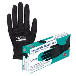 Luva Nitrílica Descartável Sensi Black Slim C/100 Unidades - Volk - P - 2