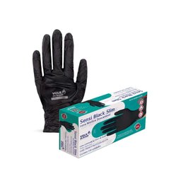 Luva Nitrílica Descartável Sensi Black Slim C/100 Unidades - Volk - P - 5