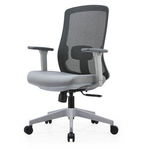 Cadeira de Escritório BLM189D Diretor Tela Mesh Base com Rodízios Giratória Cinza Blume Office