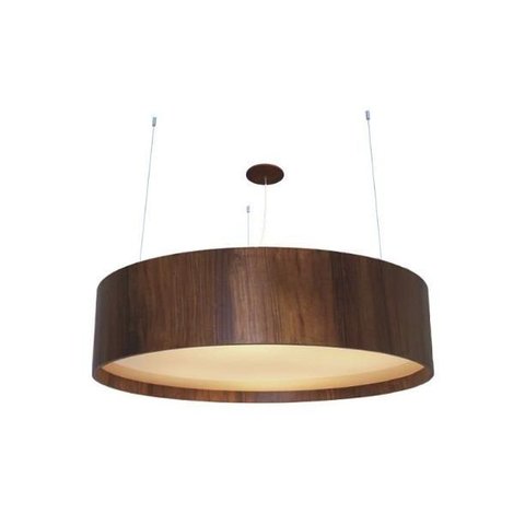 Pendente Fox Lustres 695 Cilíndrico Ø60x16cm Madeira, Mdf, Acrílico, Cabo de Aço 5xe27 Cor: