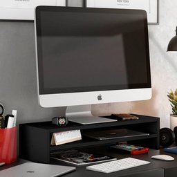 Base Suporte Stand para Monitor Setup Soft Elevado 65x15cm em 100% Mdf Preto - Abmaza - 3