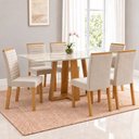 Ver imagem 1 de Conjunto Sala de Jantar Mesa Lisa 160cm Tampo MDF Vidro Canto Reto e 6 Cadeiras Tainá