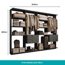 Ver imagem 4 de Guarda-Roupas Closet Modulado Alasca Duo 240cm 4 Peças com 4 Gavetas e Cabideiros Preto Touch