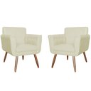 Ver imagem 1 de Conjunto 2 Poltronas Cadeiras Isabella Sala de Estar Corano Bege - Incasa Decor