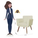 Ver imagem 6 de Conjunto 2 Poltronas Cadeiras Isabella Sala de Estar Corano Bege - Incasa Decor