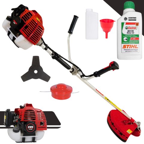 Roçadeira Kawashima Kw43-l 43cc 1,7hp C/ Faca 3 Pontas e Cabeçote + Óleo Stihl 2t