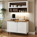 Ver imagem 1 de Cozinha Compacta Modulada 2 Peças 3 Portas Balcão 120cm Tampo MDF Iluminata Branco/Ébano