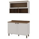 Ver imagem 2 de Cozinha Compacta Modulada 2 Peças 3 Portas Balcão 120cm Tampo MDF Iluminata Branco/Ébano