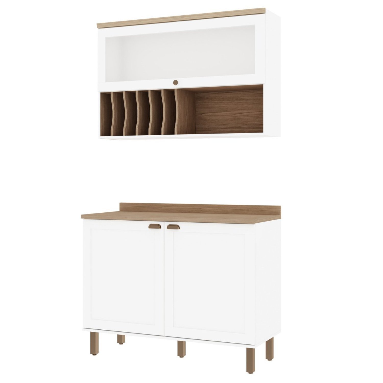 Cozinha Compacta 2 Peças 3 Portas Balcão 120cm Tampo MDF Iluminata  - 3