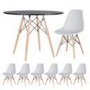 Ver imagem 1 de Mesa redonda Eames 100 cm + 6 cadeiras Eiffel DSW