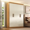 Ver imagem 2 de Modulo de Guarda Roupas para Quarto 4 Portas e 2 Gavetas Madrid Maxel Madeirado/off White