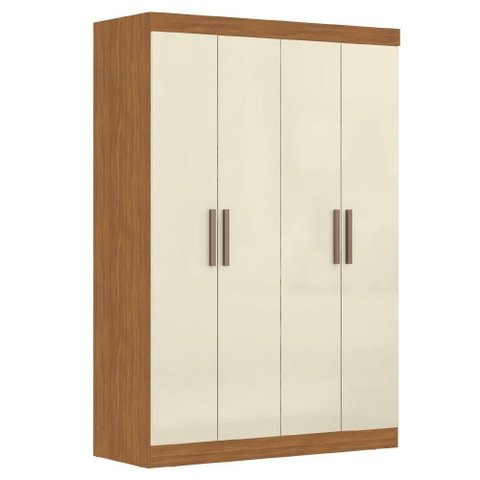 Modulo de Guarda Roupas para Quarto 4 Portas e 2 Gavetas Madrid Maxel Madeirado/off White
