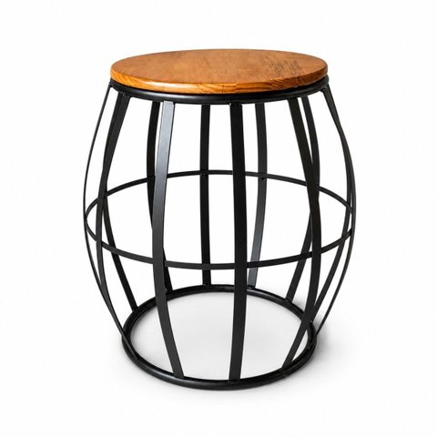 Mesa Lateral Barril Seat Garden p/ Área Externa e Interna (Pode Ser Usado como Banco)