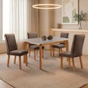 Ver imagem 2 de Mesa de Jantar Liz 120cm Tampo Mdf Vidro Canto Copo com 4 Cadeiras Lira