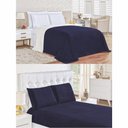 Ver imagem 1 de Kit Fascinio Queen Cobertor + Lençol 4 Peças - Azul Marinho