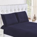 Ver imagem 2 de Kit Fascinio Queen Cobertor + Lençol 4 Peças - Azul Marinho