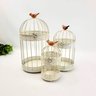 Gaiola Decorativa Branca Pássaro 34/28/21cm Kit 3pc - 3