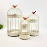 Gaiola Decorativa Branca Pássaro 34/28/21cm Kit 3pc - 2