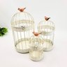 Gaiola Decorativa Branca Pássaro 34/28/21cm Kit 3pc - 5