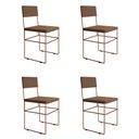 Ver imagem 1 de Kit 4 Cadeiras de Jantar Industrial Estofadas Veludo Marrom Base Cobre Vitoria Marrom