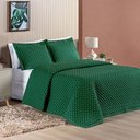 Ver imagem 2 de Kit Cobre Leito Colcha Vênus King Dupla Face Micropercal 200 Fios Liso 3 Peças - Verde Esmeralda Cas