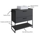 Ver imagem 5 de Gabinete para Banheiro com Porta Basculante e Cuba 80 Cm Cor:preto com Grafite