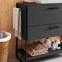 Ver imagem 3 de Gabinete para Banheiro com Porta Basculante e Cuba 80 Cm Cor:preto com Grafite