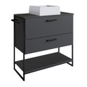 Ver imagem 7 de Gabinete para Banheiro com Porta Basculante e Cuba 80 Cm Cor:preto com Grafite