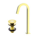 Ver imagem 1 de Kit Torneira Bica Alta Lavatório Banheiro Lavabo Quadrada 1/4 + Válvula Click Pop Up 7/8 Dourada Pmx