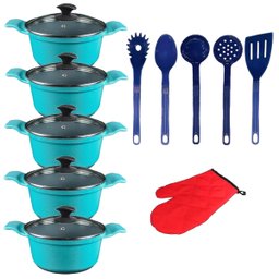 Jogo Panelas Azul Cerâmica Talher Azul Javali AAL 16 A 24 - 1