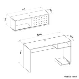 Conjunto Gamer Pixel Armário Alto e Baixo, Nicho Suspenso e Mesa para Computador Preto - Pr Móveis - 7