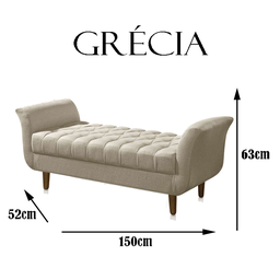 Recamier Calçadeira 02 Lugares 150cm Capitonê Grecia Corano Branco - Dl Decor - 2
