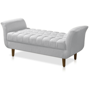 Recamier Calçadeira 02 Lugares 150cm Capitonê Grecia Corano Branco - Dl Decor